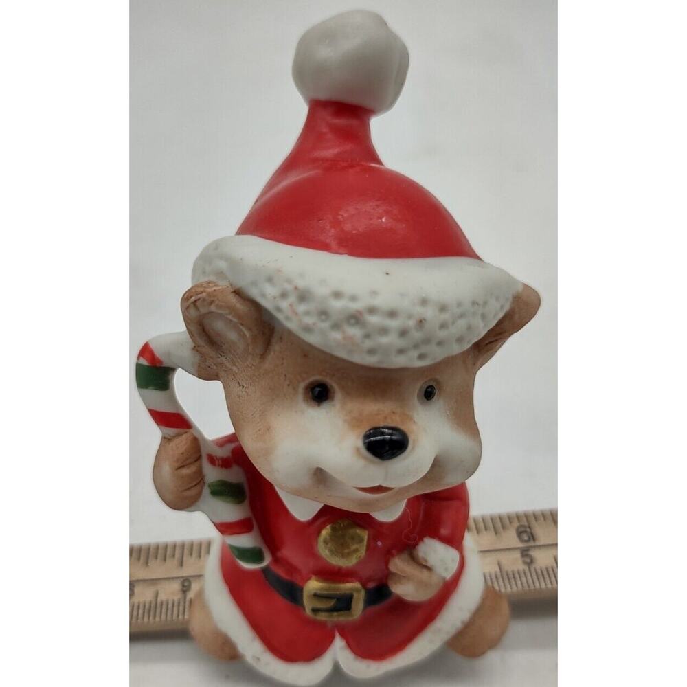 Homco Christmas Bear with Candy Cane Holiday Decor Vintage